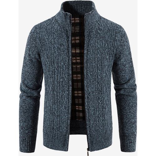 Men's Knitted Sweater High Collar Long Sleeve Cardigan Coat - milanoo.com - Modalova