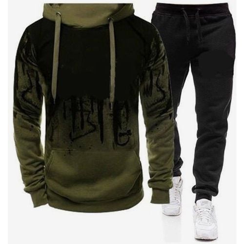 Men's Casual Red and Black Sweatshirt Long-Sleeved Hoodie and Pants - milanoo.com - Modalova