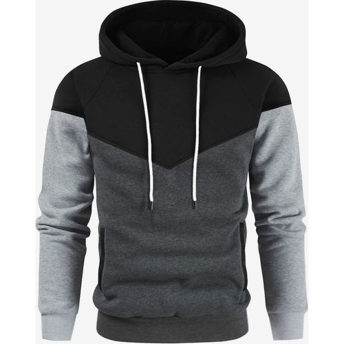 Men 3D Printed Hooded Sweatshirt Loose Long Sleeve Patchwork Hoodie - milanoo.com - Modalova