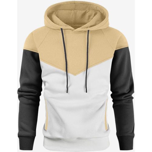 Men 3D Printed Hooded Sweatshirt Loose Long Sleeve Patchwork Hoodie - milanoo.com - Modalova