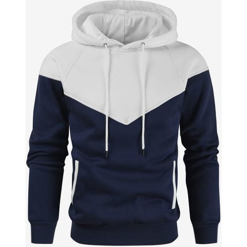 Men 3D Printed Hooded Sweatshirt Loose Long Sleeve Patchwork Hoodie - milanoo.com - Modalova