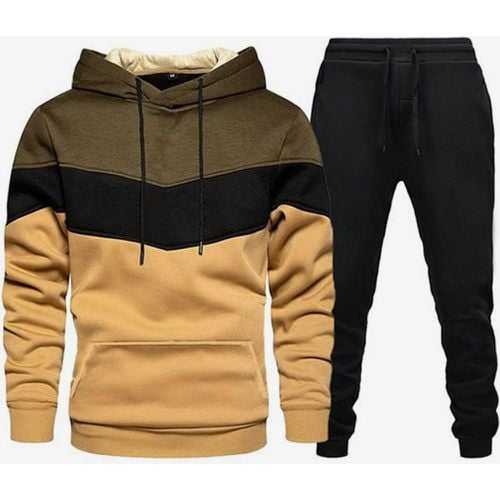 Men's Sports Suit Casual Hooded Sweatshirt and Trousers Two-Piece Suit - milanoo.com - Modalova