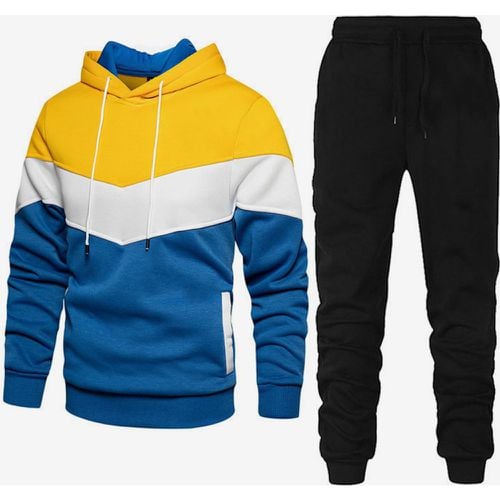 Men's Sports Suit Casual Hooded Sweatshirt and Trousers Two-Piece Suit - milanoo.com - Modalova