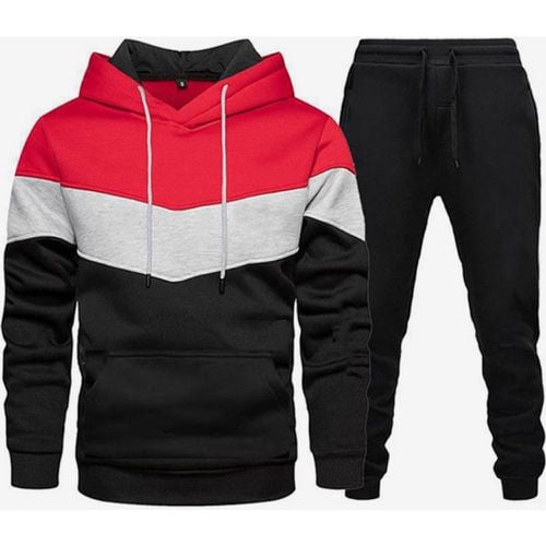 Men's Sports Suit Casual Hooded Sweatshirt and Trousers Two-Piece Suit - milanoo.com - Modalova