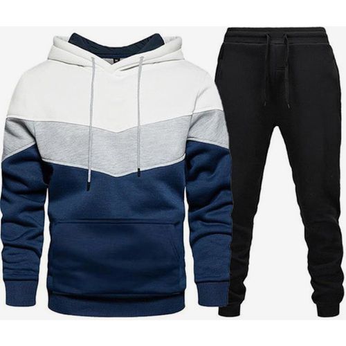 Men's Sports Suit Casual Hooded Sweatshirt and Trousers Two-Piece Suit - milanoo.com - Modalova