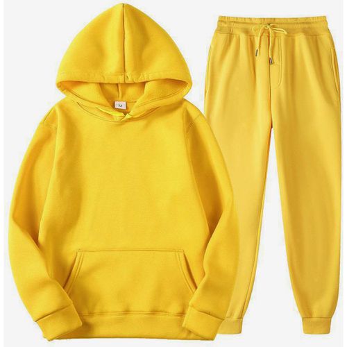 Men's Sweatshirt Suit Plus Size Fleece Hoodie Sweatpants Two-Piece Suit - milanoo.com - Modalova