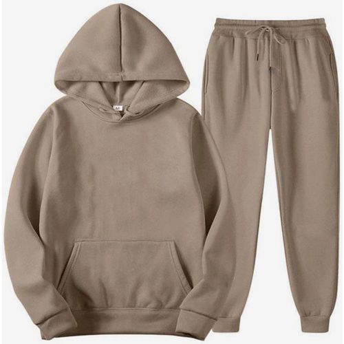 Men's Sweatshirt Suit Plus Size Fleece Hoodie Sweatpants Two-Piece Suit - milanoo.com - Modalova