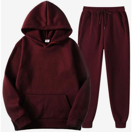 Men's Sweatshirt Suit Plus Size Fleece Hoodie Sweatpants Two-Piece Suit - milanoo.com - Modalova