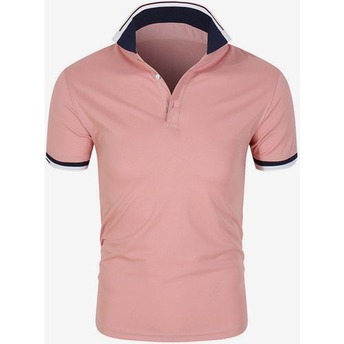 Mens Polo Shirt Color Block Turndown Collar Short Sleeves Regular Fit Handsome Polo Shirts - milanoo.com - Modalova