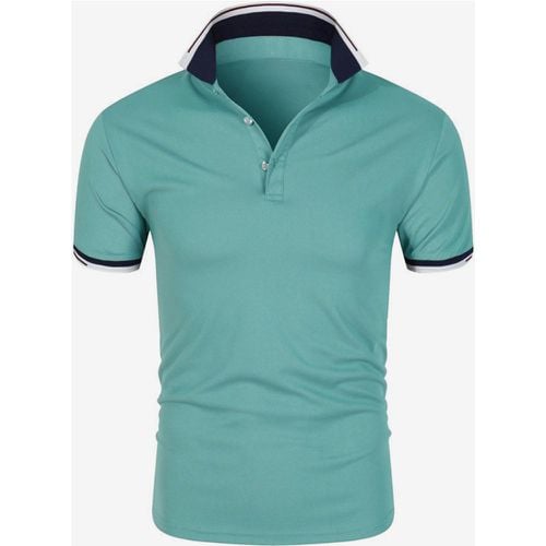 Men's Polo Shirt Summer Short Sleeve T-Shirt Lapel Solid Color Casual Tops - milanoo.com - Modalova