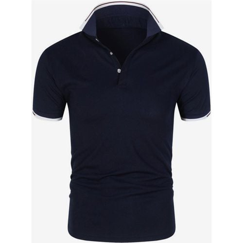 Men's Polo Shirt Summer Short Sleeve T-Shirt Lapel Solid Color Casual Tops - milanoo.com - Modalova