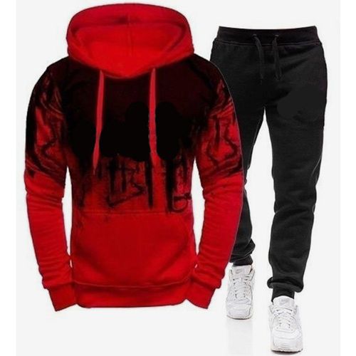 Men's Casual and Black Sweatshirt Long-Sleeved Hoodie and Pants - milanoo.com - Modalova