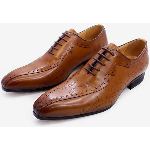 Men's Dress Shoes Quality Square Toe Cowhide Prom Wedding Shoes - milanoo.com - Modalova