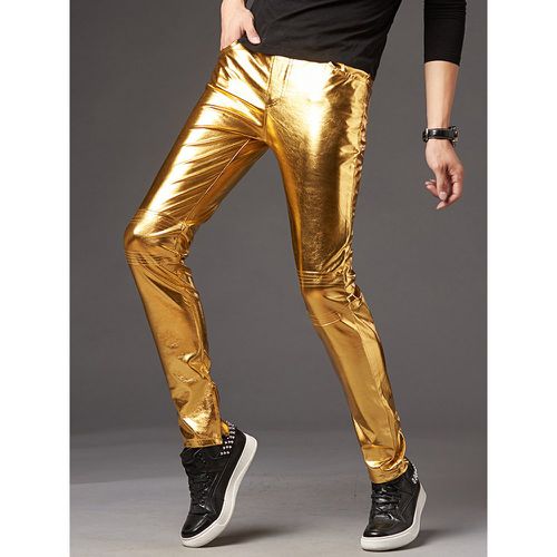 Pants For Men Chic Natural Waist Tapered Fit Silver Men's Pants - milanoo.com - Modalova