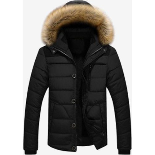 Men's Cotton Coat Faux Fur Collar Hooded Casual Plus Size Parka - milanoo.com - Modalova