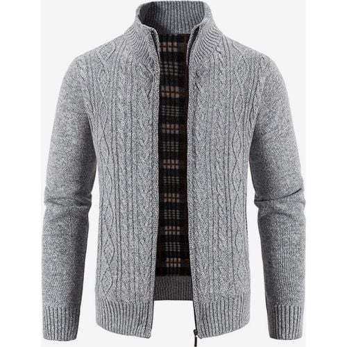 Men's Knitted Sweater High Collar Long Sleeve Cardigan Coat - milanoo.com - Modalova