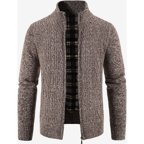 Men's Knitted Sweater High Collar Long Sleeve Cardigan Coat - milanoo.com - Modalova