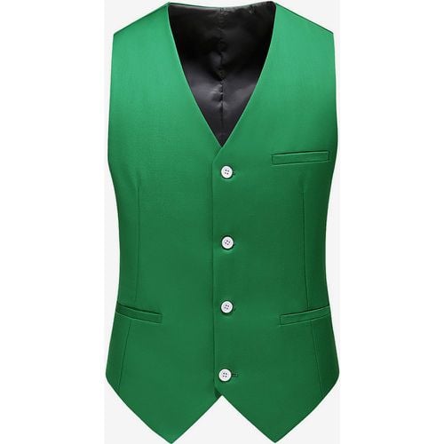 Men's Single Breasted Business Suit Vest Sleeveless V-Neck Dress Waistcoat - milanoo.com - Modalova