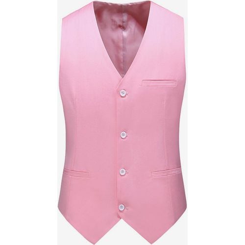 Men's Single Breasted Business Suit Vest Sleeveless V-Neck Dress Waistcoat - milanoo.com - Modalova