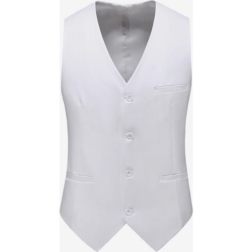 Men's Single Breasted Business Suit Vest Sleeveless V-Neck Dress Waistcoat - milanoo.com - Modalova