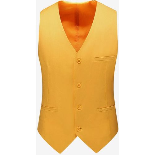 Men's Single Breasted Business Suit Vest Sleeveless V-Neck Dress Waistcoat - milanoo.com - Modalova