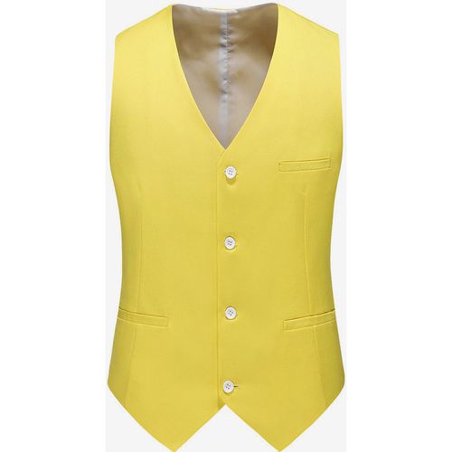 Men's Single Breasted Business Suit Vest Sleeveless V-Neck Dress Waistcoat - milanoo.com - Modalova