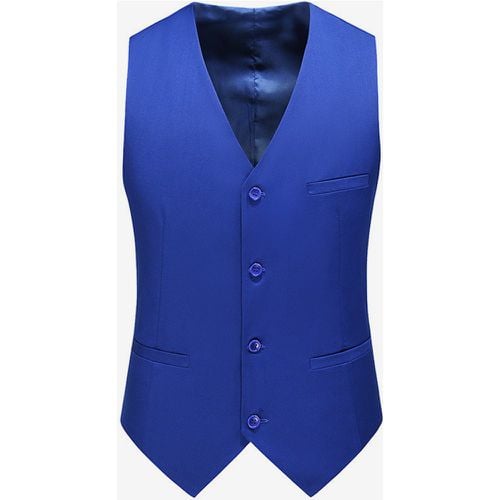 Men's Single Breasted Business Suit Vest Sleeveless V-Neck Dress Waistcoat - milanoo.com - Modalova