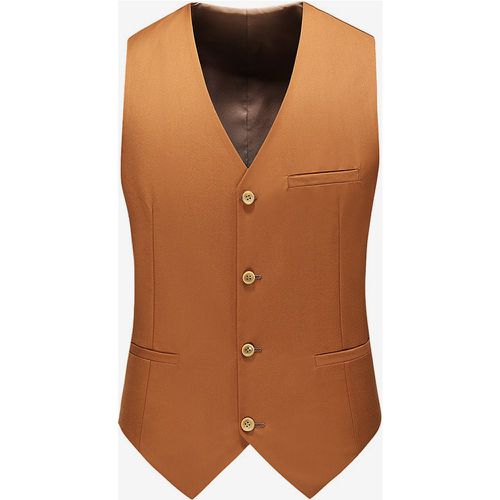 Men's Single Breasted Business Suit Vest Sleeveless V-Neck Dress Waistcoat - milanoo.com - Modalova