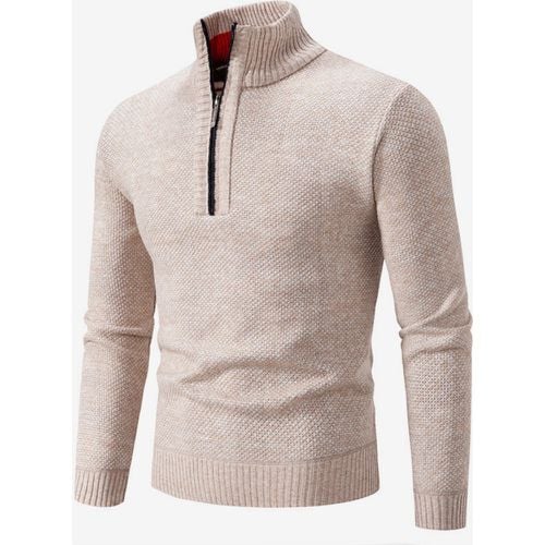 Men's Slim Stand Collar Sweater Knitted Casual Long Sleeve Pullover - milanoo.com - Modalova