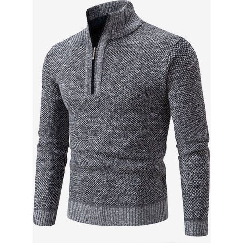 Men's Slim Stand Collar Sweater Knitted Casual Long Sleeve Pullover - milanoo.com - Modalova