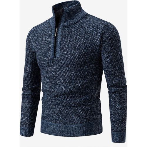 Men's Slim Stand Collar Sweater Knitted Casual Long Sleeve Pullover - milanoo.com - Modalova