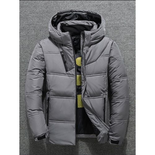 Men's Winter Jacket Short Thick Long Sleeve Warm Coat - milanoo.com - Modalova