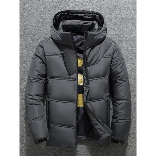 Men's Winter Jacket Short Thick Long Sleeve Warm Coat - milanoo.com - Modalova