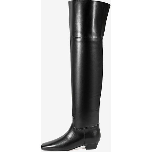 Over The Knee Boots Leather Women's Square Toe Over The Knee Boots Puppy Heel - milanoo.com - Modalova