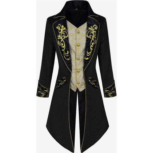 Red Vintage Top Retro Embroidered Buttons Long Sleeves Polyester Overcoat Retro Costumes For Man - milanoo.com - Modalova