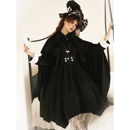 Gothic Lolita Poncho Polyester Ruffles Winter Lolita Outwears - milanoo.com - Modalova