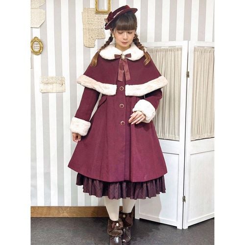 Academic Lolita Coats Christmas Bows Polyester Cape Overcoat Coat Color Block Lolita Outwears Winter - milanoo.com - Modalova