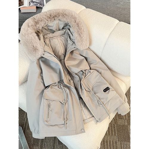 Parka High Collar Zipper Chic Pockets Daily Casual Winter Jacket For Women - milanoo.com - Modalova