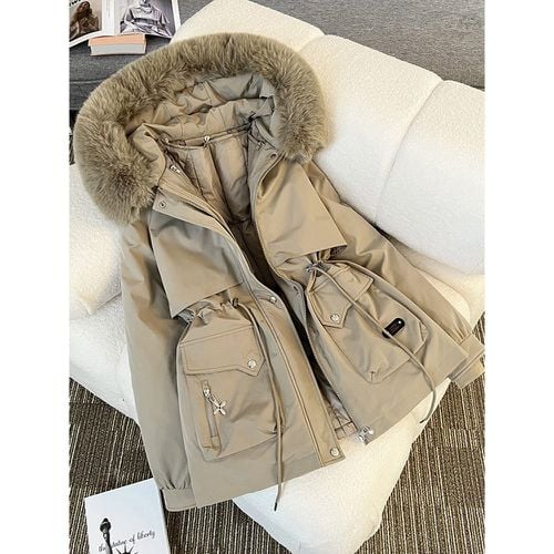 Parka High Collar Zipper Chic Pockets Daily Casual Winter Jacket For Women - milanoo.com - Modalova