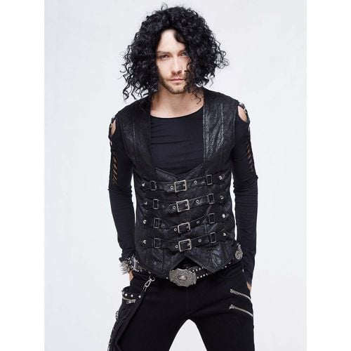 Gothic Punk Men's Jacquard Patchwork Ves Clothing Waistcoat Costumes Silver Top - milanoo.com - Modalova