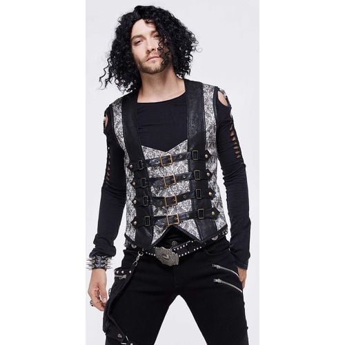 Gothic Punk Men's Jacquard Patchwork Ves Clothing Waistcoat Costumes Top - milanoo.com - Modalova