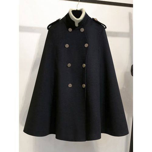 Woman Coat Stand Collar Long Sleeves Buttons Layered Casual Winter Coat - milanoo.com - Modalova