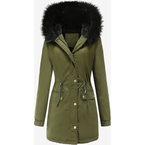 Women Parka High Collar Pockets Winter Jacket Outerwear - milanoo.com - Modalova