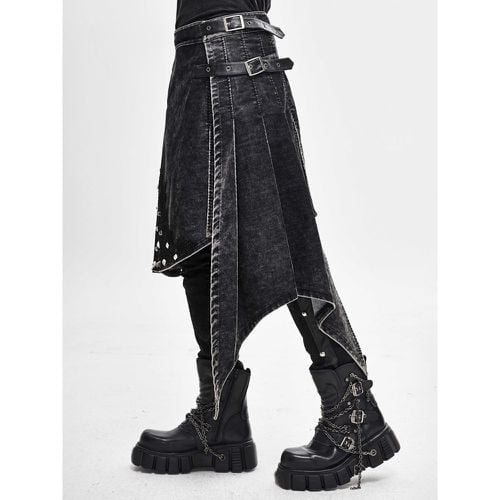 Punk Distressed Corduroy Wrap Skirt Denim Patchwork Trousers Clothing Costumes - milanoo.com - Modalova