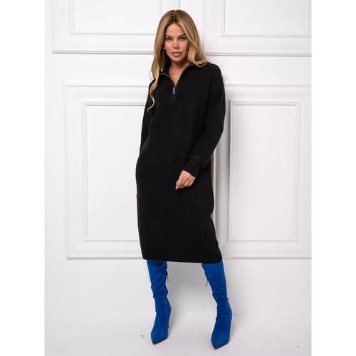 Women's Knitted Dress Charming Zipper Polyester Long Sleeves Turndown Collar - milanoo.com - Modalova