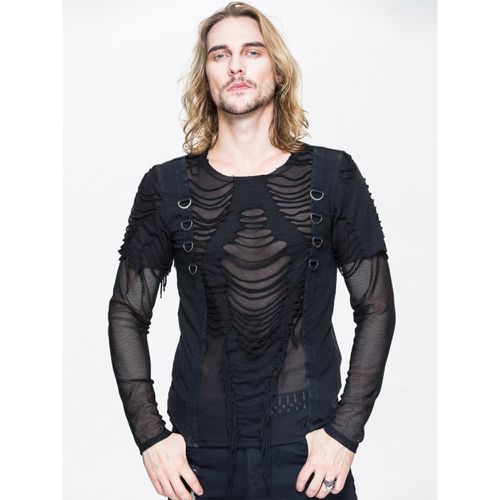 Gothic Men's Punk Rock Style Slim Fit Top Sheer T-shirt - milanoo.com - Modalova