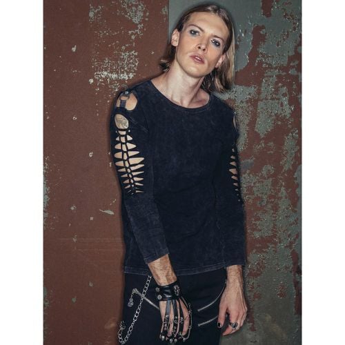 Men's British Street Punk Rock Style Tops Hollow T-shirt - milanoo.com - Modalova