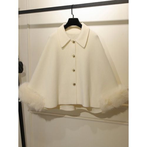 Coat For Woman Color Block Turndown Collar Faux Fur Casual Winter Coat - milanoo.com - Modalova