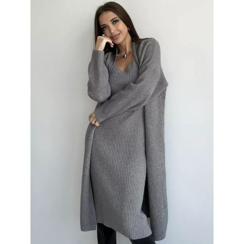 Knitted Dress And Outerwear Elegant Jewel Neck Long Sleeves 2pieces Set For Women - milanoo.com - Modalova