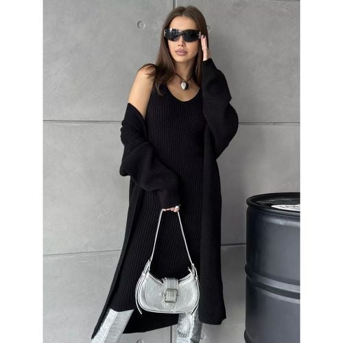 Knitted Dress And Outerwear Elegant Jewel Neck Long Sleeves 2pieces Set For Women - milanoo.com - Modalova